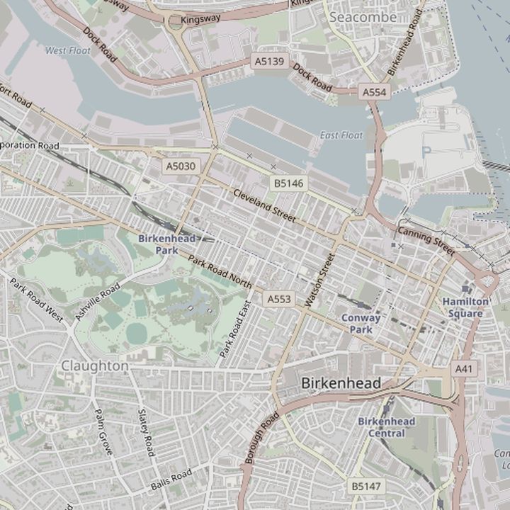 Map of Birkenhead and the surrounding streets