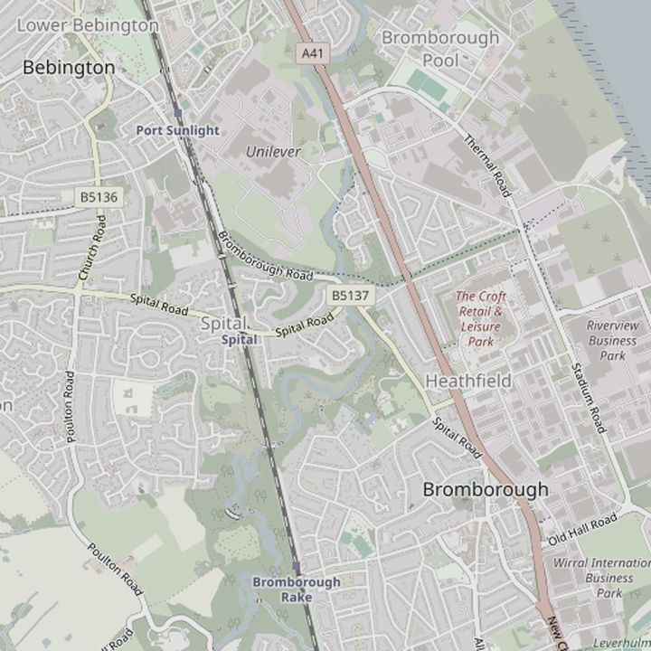 Map of Bromborough and the surrounding streets