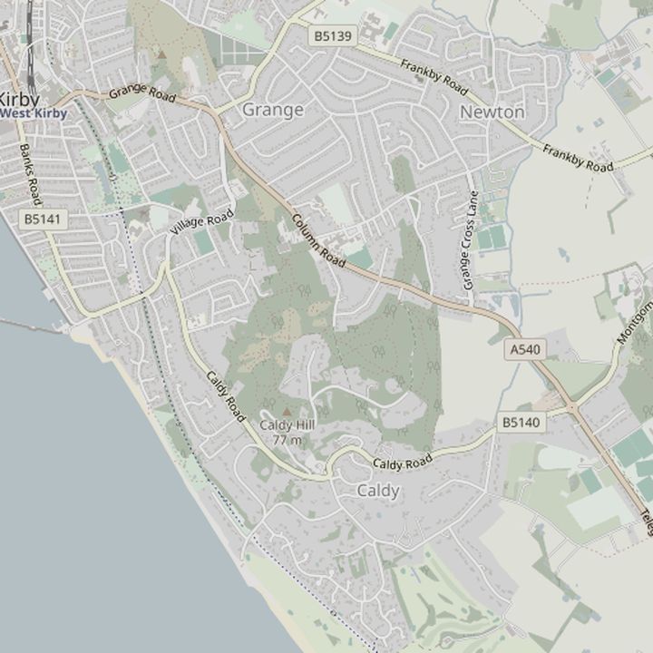 Map of Caldy and the surrounding streets