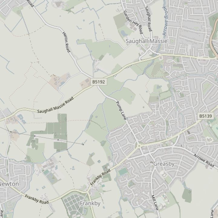 Map of Greasby and the surrounding streets