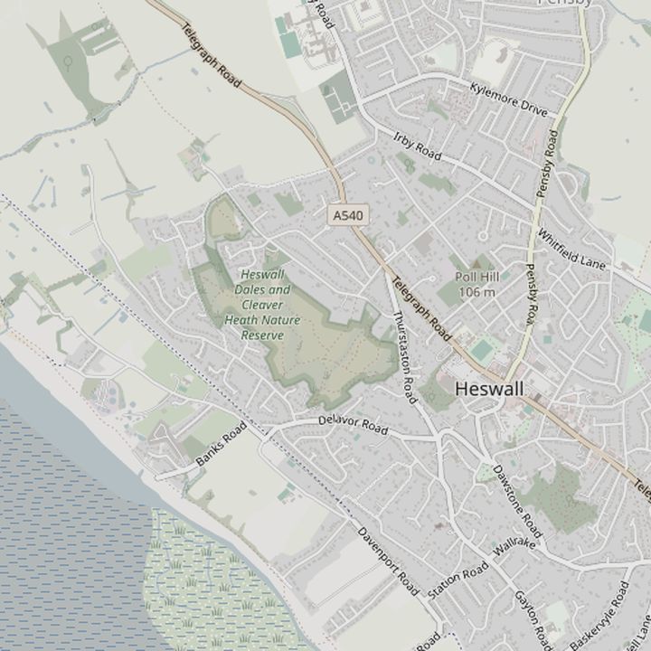 Map of Heswall and the surrounding streets